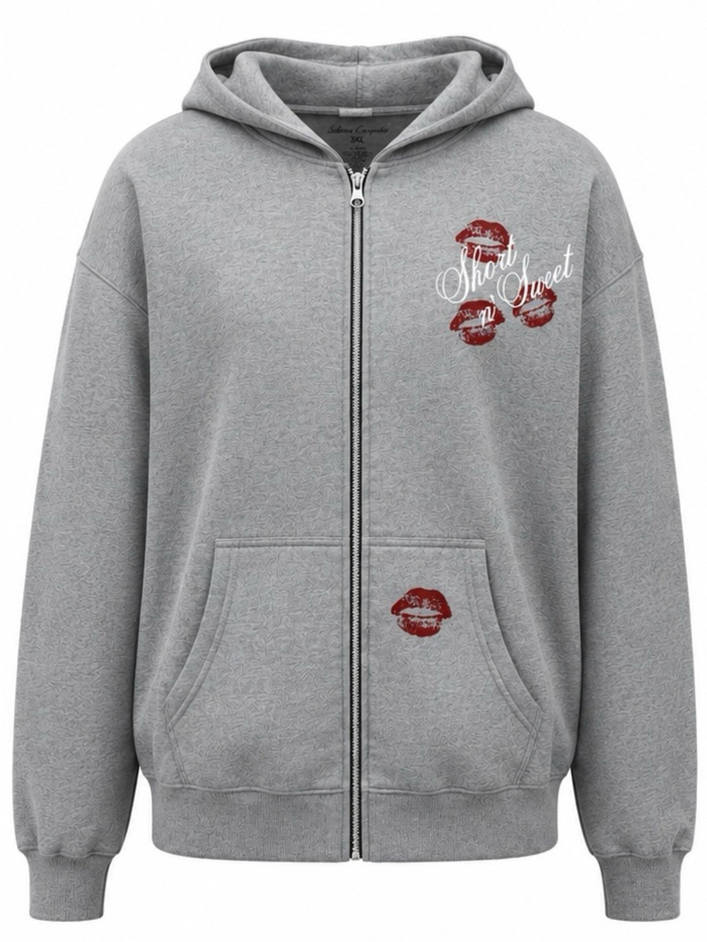 Sabrina Carpenter Short n’ Sweet Tour 2024 Zip Hoodie Gray 3XL - Picture 4 of 10
